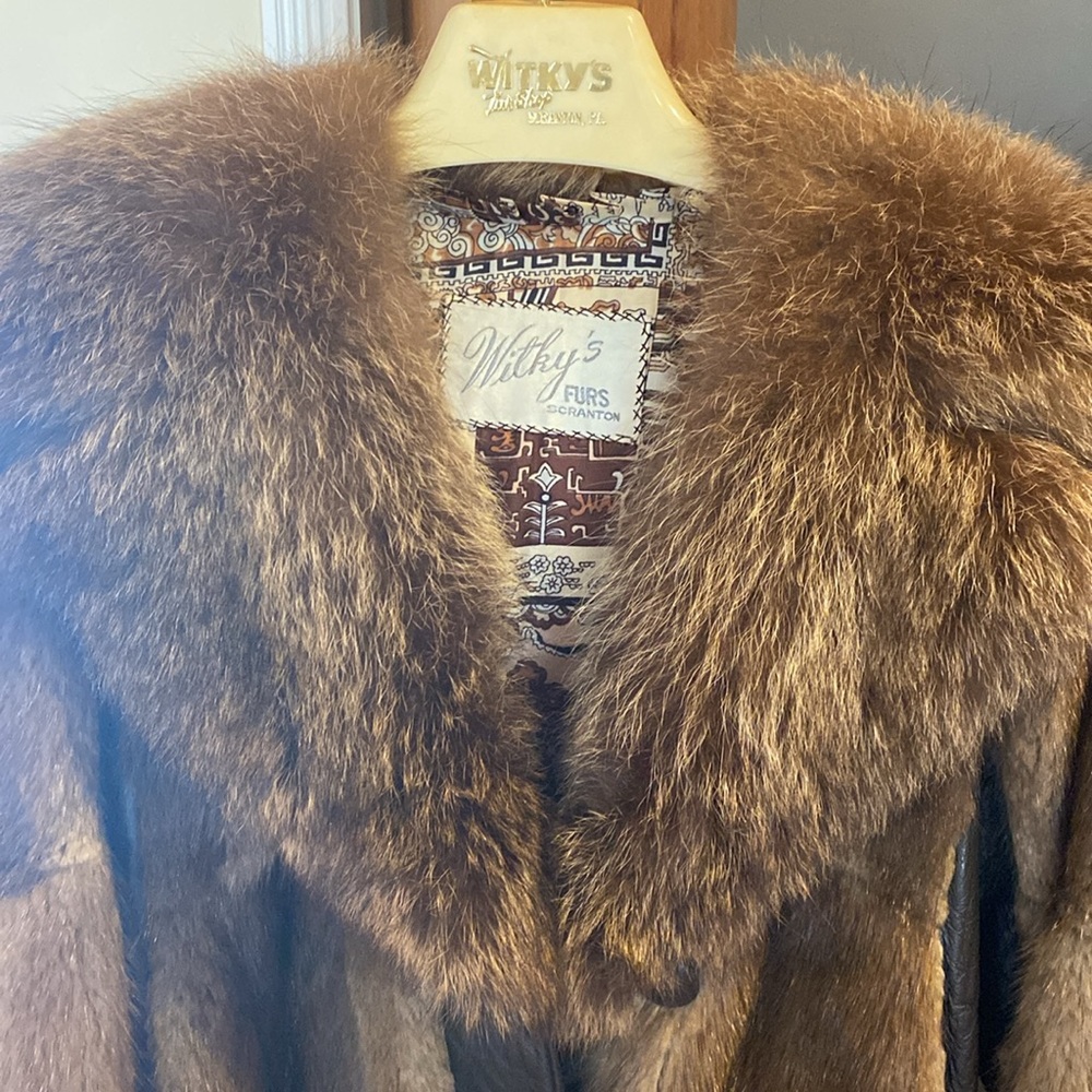 Vintage leather and fur coat